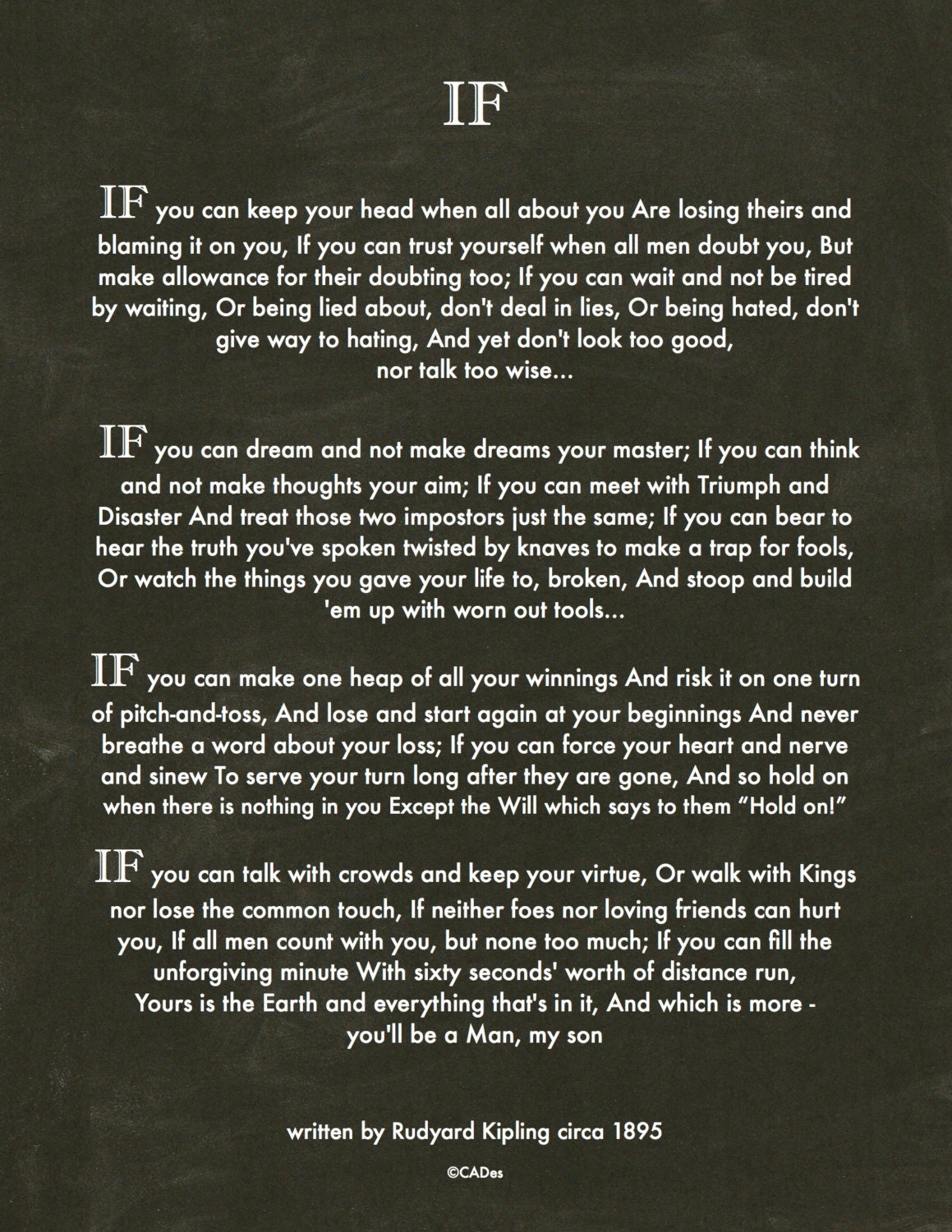 IF Quote by Rudyard Kipling 8.5 x 11 22 x 28 cm Chalk on | Etsy