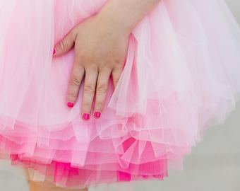Pink Ombre Tutu Skirt: Girls' Layered Tulle Birthday Outfit