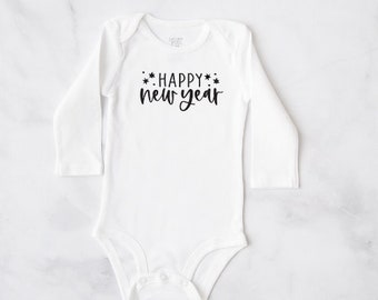 Happy New Years Bodysuit, New Years Eve Outfit, Bodysuit, black and white shirt, new years eve shirt, new years shirt, new years t-shirt