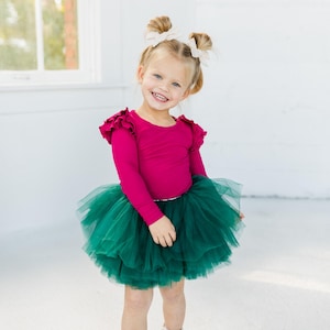 Hunter Green Little Girl Tutu, Christmas Tutu dress, Toddler Tutu, Kid Tutu, Green Tutu Skirt, Holiday Outfit, Soft Green tutu Skirt