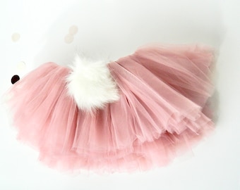 Cottontail Bunny Mauve Tutu, mauve tutu, fluffy white cotton tail on tutu, newborn tutu, halloween costume, halloween outfit, bunny costume