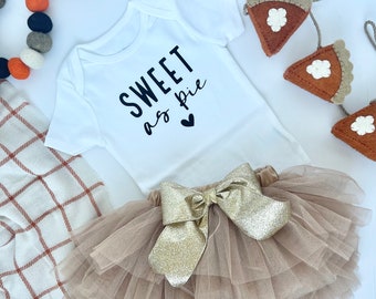 Sweet as Pie Bodysuit and latte Brown Tutu, Fall Tutu outfit, Toddler Fall Outfit, Thanksgiving Outfit, Brown tutu, Sweet as Pie Shirt