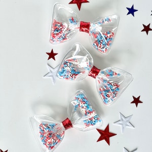 Red White Blue Shaker Hair Bow: 4th of July Confetti Bow