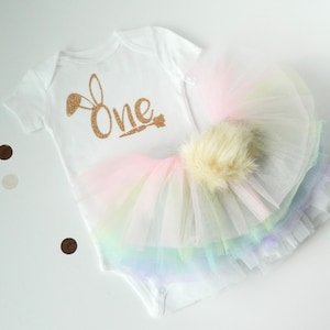 Bunny First Birthday Outfit: "Some Bunny is One" Bodysuit & Tutu