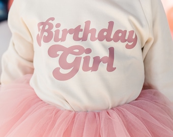 Birthday Girl Outfit: Organic Cotton Sweatshirt & Mauve Pink Tutu