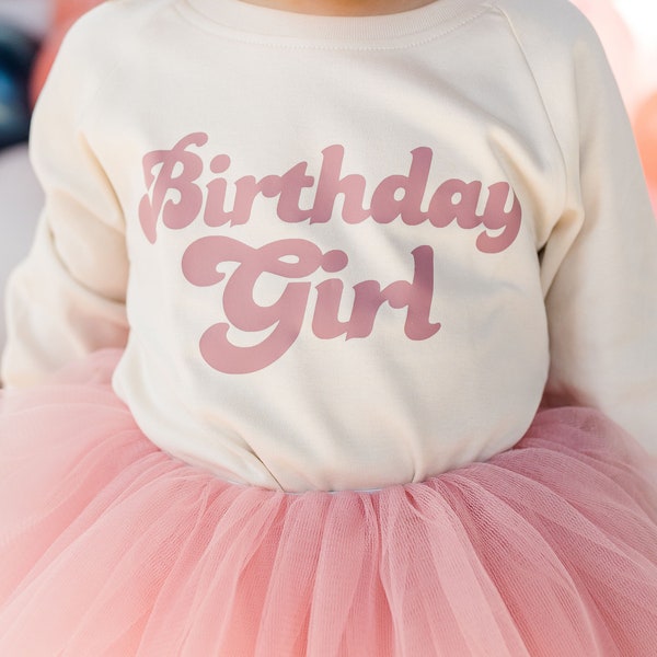 Organic Lightweight Birthday Girl Sweatshirt and Mauve Pink tutu, Birthday Girl outfit, Pink tutu, Toddler birthday outfit, Organic cotton
