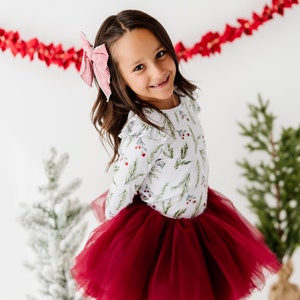 Tutú rojo, falda de niña de flores, tutú cosido, ropa de niña