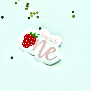 Sweet One Birthday Stickers, Strawberry Birthday Stickers, First ...
