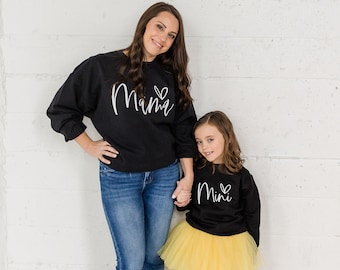 Mama and Mini Matching Crew Neck Sweatshirts, Mommy and me Shirts, Matching Shirts, Mini Shirt, Mama Shirt, Mom and Daughter Matching Shirt