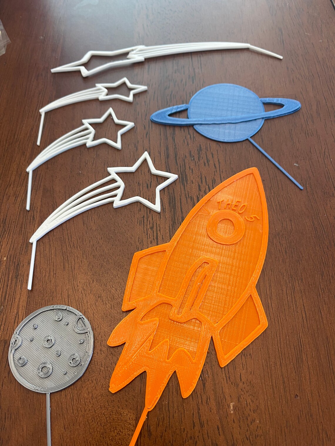 Rocket Ship Galaxy Birthday Cake Topper 3D Printed Cake - Etsy