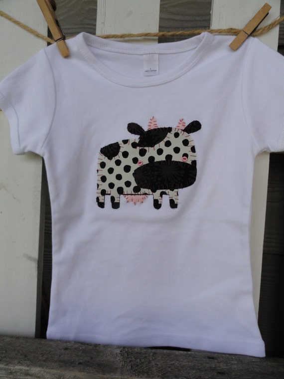 Items similar to Polka Dot Cow, Toddler Shirt, Black and white Cow