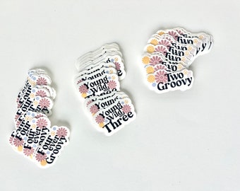 Groovy Birthday Stickers: Party Favor Treat Bag Stickers