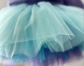 Tutú de tul con capas de sirena para niñas / Tallas 9 M-9 jóvenes