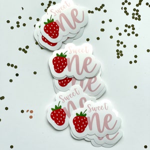 Sweet One Birthday Stickers, Strawberry Birthday Stickers, First ...