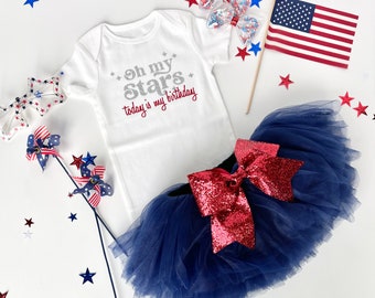 4th of July Birthday Outfit: Red, White & Blue Tutu Set