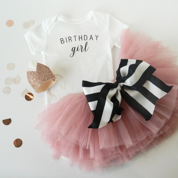 Birthday Girl birthday outfit, first birthday outfit, toddler birthday outfit, Birthday girl bodysuit with tutu and bow , cake smash outfit