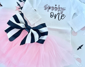 Spooky One First Birthday Outfit: Pink Tutu, Bodysuit & Bow