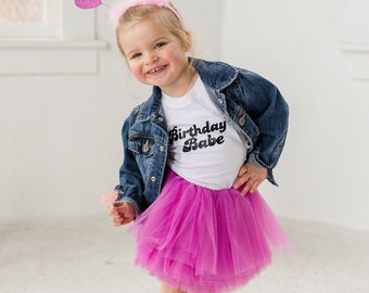 Birthday Babe Birthday Outfit, Toddler Outfit, Wild Orchid Tutu with Birthday Babe Shirt, Wild Orchid, Birthday Babe shirt, Birthday Girl