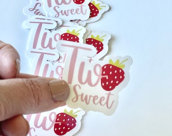 Two Sweet Birthday Stickers, Two Sweet Strawberry Party Favor Stickers, Treat Bag stickers, Toddler Birthday, Sweet One Birthday, stickers