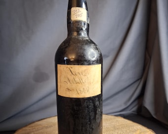 Antique 1864 Xeres Sherry Montebello Wine Bottle Original Cork Rare Estate Ephemera