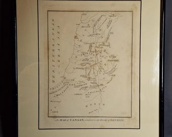 1836 Charles Taylor ancienne carte de Canaan, livre de la Genèse, gravure de Terre Sainte