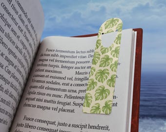 Segnalibro con foglia di Monstera / Segnalibro con motivo di pianta tropicale