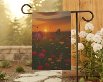 Sunset Wildflower Meadow Garden Flag