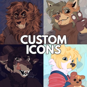 Icone Furry personalizzate completamente ombreggiate / Arte personalizzata per ritratti / Commissione artistica per personaggi