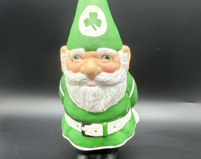 Hand Painted Boston Celtics Garden Gnome | Lucky Shamrock Gnome Statue | St. Patrick's Day Decor | Celtics Fan Gift