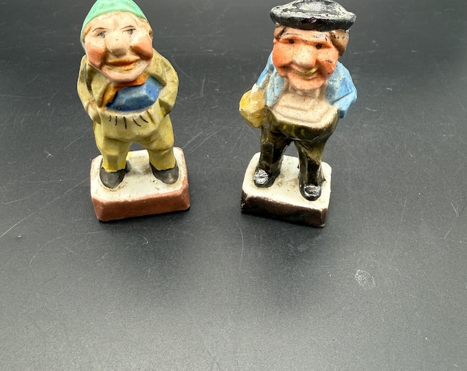 Vintage Occupied Japan Figurines Pair | Hand Painted Village Man & Woman | Made in Occupied Japan Ceramic Collectibles | 1945-1952