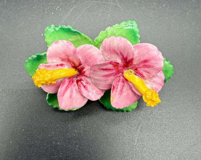 H.R. Tone Bone China Floral Brooch | Made in England | Pink Flower Pin | Vintage Porcelain Jewelry