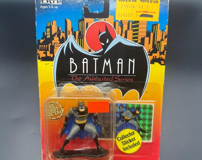 Vintage 1993 ERTL Batman The Animated Series Figure Sealed on Card | Batman Collectible with Sticker | Toys R Us Exclusive Packaging