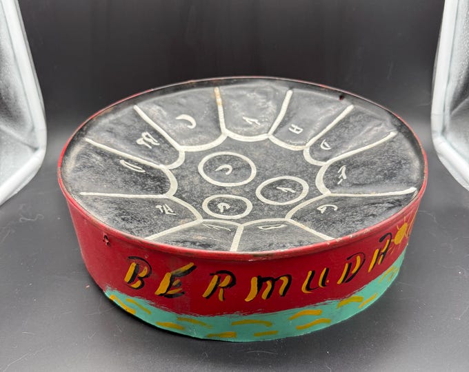 Vintage Hand-Painted Bermuda Crypso Steel Pan Drum