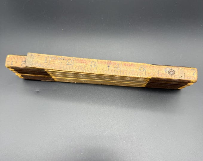 Vintage Wooden Folding Ruler – Made in USA – Carpenter’s Rule – Mid-Century Tool