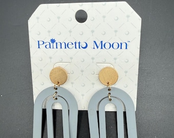 Palmetto Moon Gray Arch Dangle Earrings | Modern Boho Statement Earrings | Geometric Acrylic Earrings