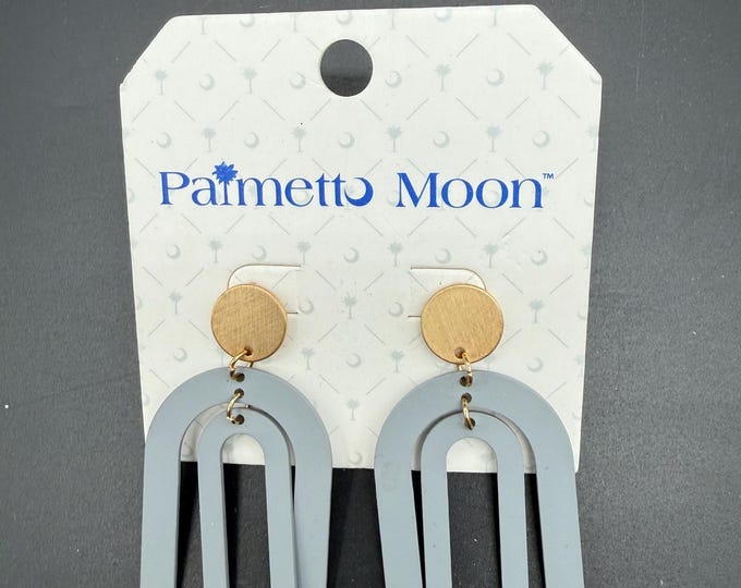 Palmetto Moon Gray Arch Dangle Earrings | Modern Boho Statement Earrings | Geometric Acrylic Earrings