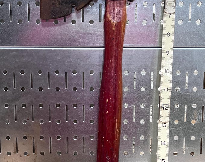 Vintage Hatchet / Camp Axe – Red Stained Hickory Handle – Genuine Hickory Label – USA