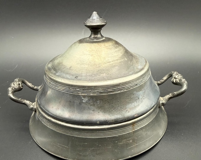 Vintage Quadruple Plate Sugar Bowl with Lid & Glass Insert