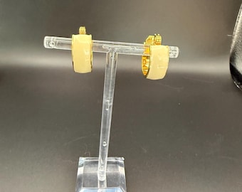 Vintage MONET Gold-Tone Hoop Earrings | Designer Clip-On Hoops