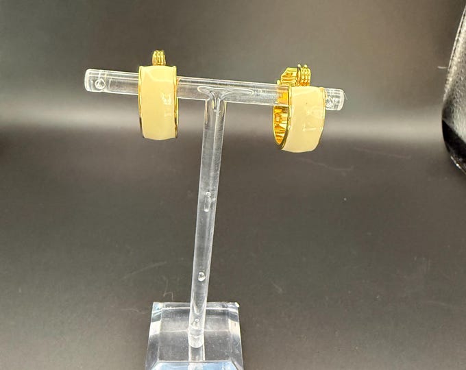 Vintage MONET Gold-Tone Hoop Earrings | Designer Clip-On Hoops