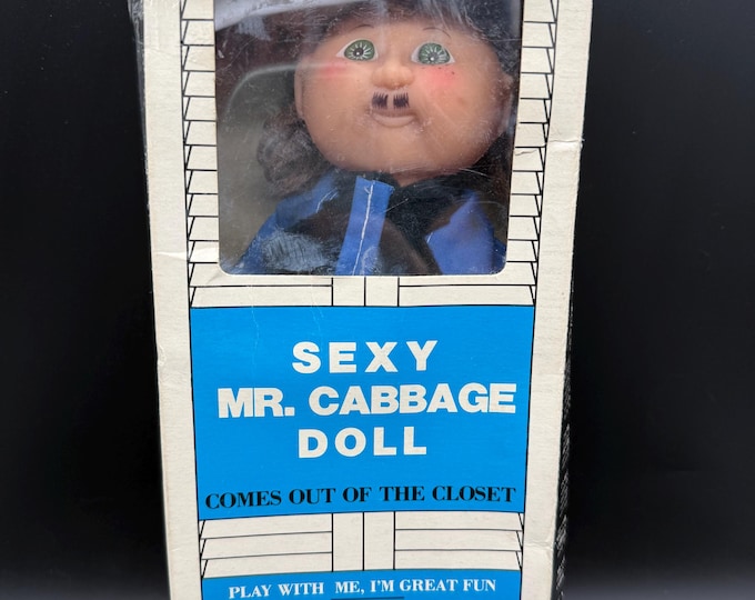 Vintage 1970s “Mr. Cabbage Comes Out of the Closet” Doll in Box – Campy Adult Novelty – Hong Kong – Rare LGBTQ Satire Collectible