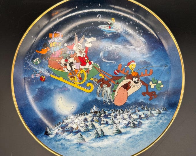1993 Franklin Mint “What’s Up Santa?” Looney Tunes Christmas Plate – Limited Edition
