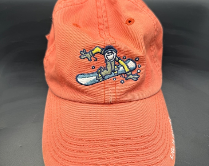 Vintage Life is Good Snowboarder Hat Orange Embroidered Jake Ski Snowboard Cap