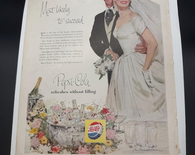 1956 Pepsi-Cola Wedding Advertisement Cover, Mid-Century Magazine Ephemera
