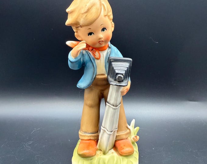 Vintage Rossini Japan Boy Photographer Figurine Camera Tripod Ceramic Figure Mid Century Kitsch Decor 1960s