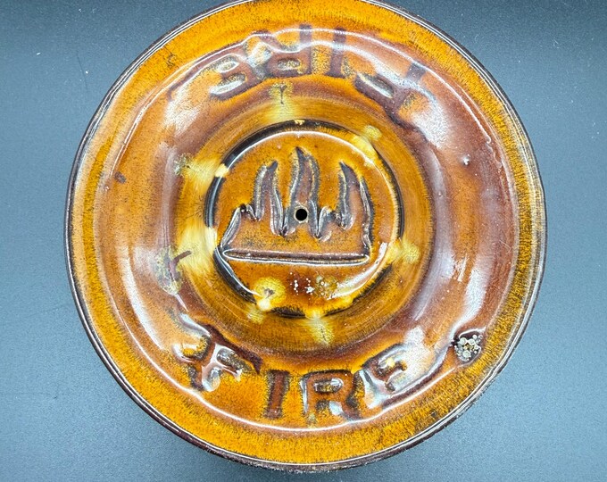 Vintage Studio Pottery “Bonfire” Incense Holder / Candle Dish – Drip Glaze