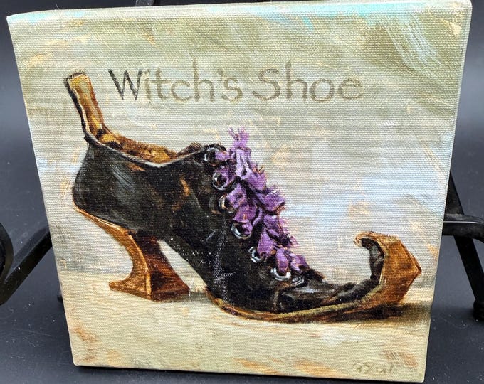 Vintage Witch’s Shoe Canvas Art | Darren Gygi Sullivan’s Home Collection | Halloween Decor | Witchy Wall Art | Made in USA