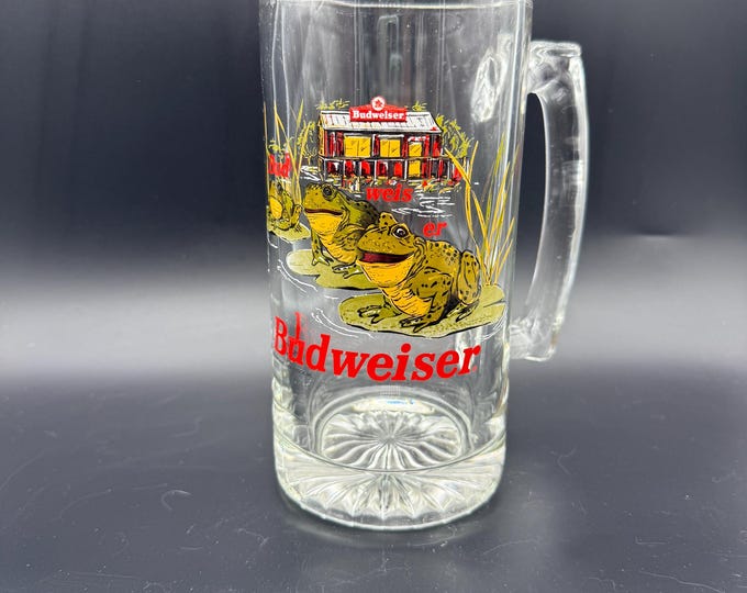 Vintage Budweiser Beer Mug Stein 1996 Frogs Lily Pad Bar Glass | Anheuser Busch Collectible