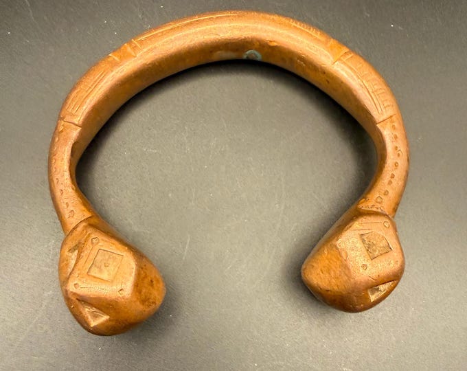 Rare 1800's Antique African Niger Baoulé Dogon Copper Manilla Currency Bracelet