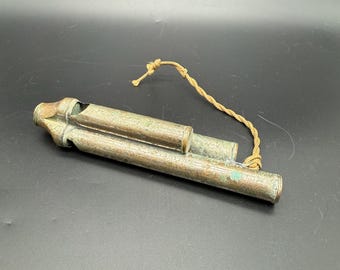 Vintage Brass Train Whistle | Marked “O B 10” | Railroad Memorabilia | Industrial Decor | Aged Patina
